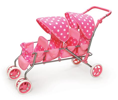 Badger Basket Inline Quad Doll Stroller - Pink Polka Dots | Shop Your ...