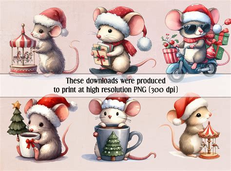 26 Christmas Mice Clipart, Christmas Mouse PNG Clipart, Santa Mouse, Christmas Animals Clipart ...