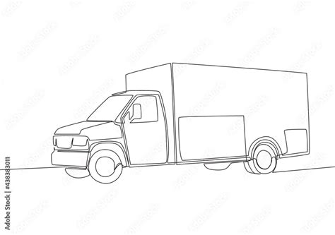 Continuous line drawing of modern trailer truck. Cargo delivery service ...