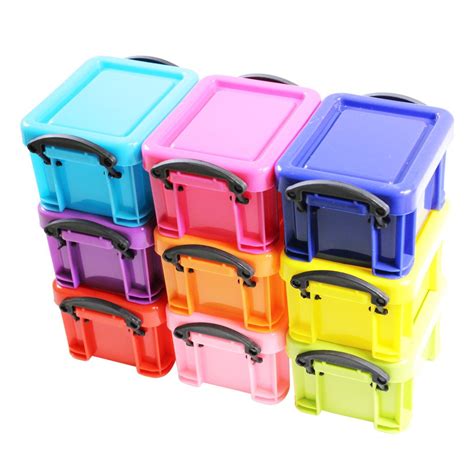 Mini colourful stackable plastic storage clip lock box containers set of 9 by Kurtzy TM: Amazon ...