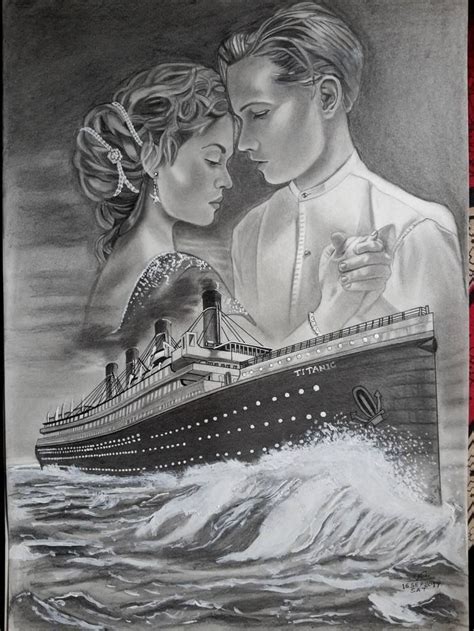 The TITANIC and JACK AND ROSE Drawing Drawing by Vimal Chand | Titanic ...