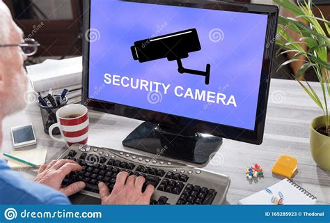 Security Camera Concept on a Computer Stock Image - Image of data, technology: 165285923