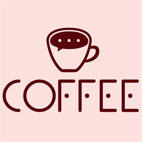 Coffee talk, bla bla with coffee cup. Conversation cloud. Minimalistic logo for cafe or shop ...