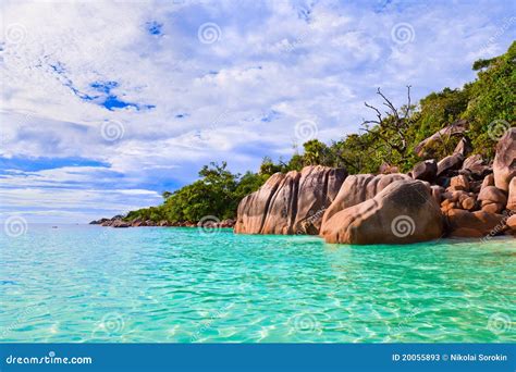 Beach Anse Lazio at Seychelles Stock Image - Image of abstract, rock: 20055893