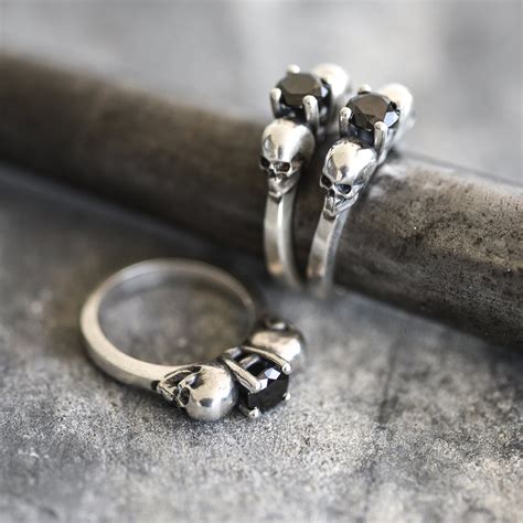 Skull Engagement Ring Skull Ring With Stone Handmade Skull - Etsy