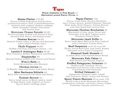 Food menu to print - Rick's Cafe Americain