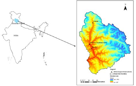 The Beas river basin up to Pandoh dam showing the available climate ...