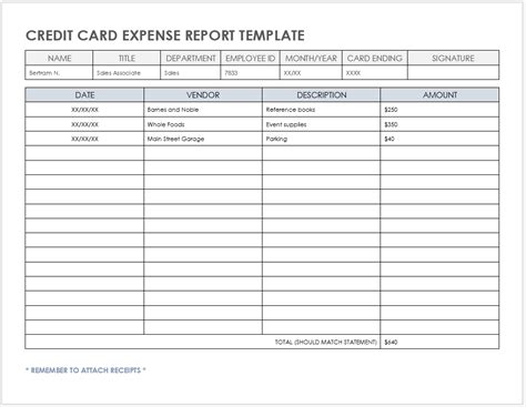 Credit Card Expense Report Template - prntbl.concejomunicipaldechinu.gov.co