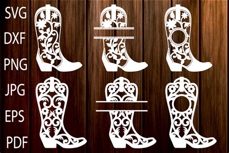 Cowgirl Boots SVG, Cowboy Boots Monogram Frames, Western SVG (212402 ...