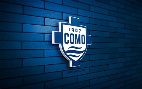 Download Como 1907 3D logo, 4K, blue brickwall, Serie A, soccer ...