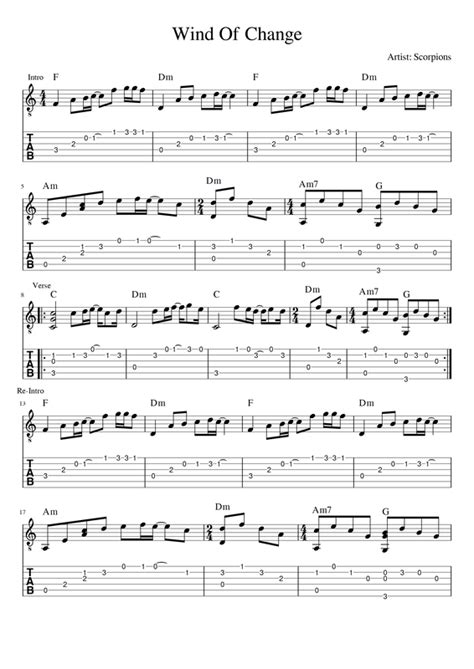 Winds Of Change Guitar Chords