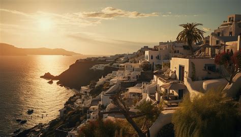 Premium AI Image | Sunset in santorini photoshoot