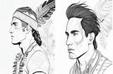 Native American Men 2 Coloring Pages Graphic By Malachipatzan  sketch template