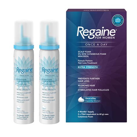 Regaine for Women Once A Day Hair Loss & Regrowth Scalp Foam Treatment with Minoxidil, 2 x 73 ml ...