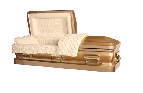 Bronze Casket - Brush Gold with Light Gold Finish Almond Velvet Interior - Overnight Caskets