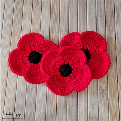 Crochet A Poppy to Honour Our Veterans • Oombawka Design Crochet