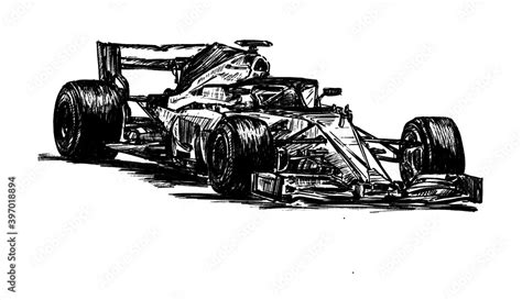 drawing of F1 racing car hand draw Stock Vector | Adobe Stock