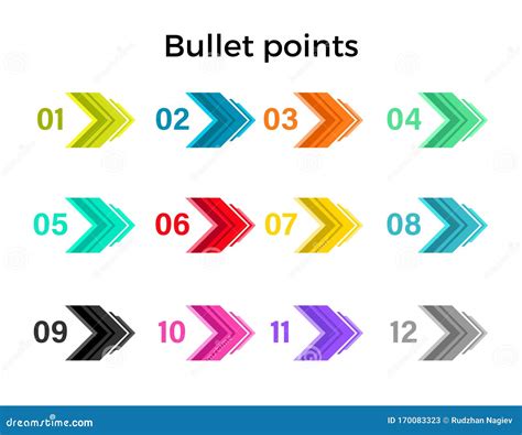 Colorful Bullet Points Arrows Stock Vector - Illustration of arrow, graphic: 170083323