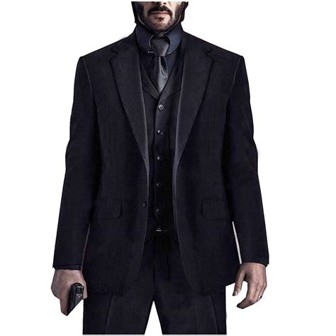 Mens Keanu Reeves John Wick Piece Black Suit Black Formal Suits For Men ...