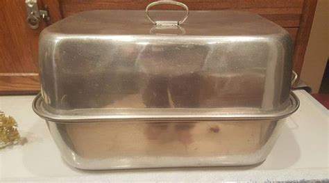 Vintage Comet Aluminum Rectangular Roasting Pan with Vented Lid, Lower Rack, Turkey Roaster ...