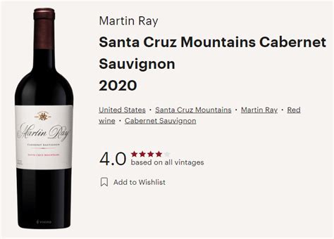 » Martin Ray Winery 2020 Cabernet Sauvignon Santa Cruz Mountains