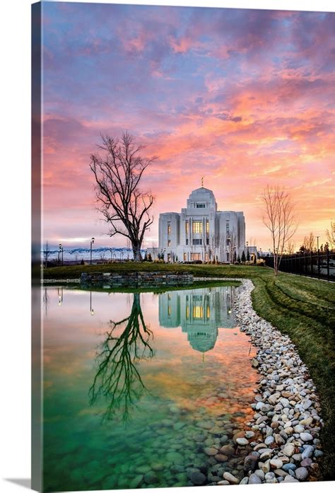 Meridian Idaho Temple, Reflection and Sunset, Meridian, Idaho Wall Art, Canvas Prints, Framed ...