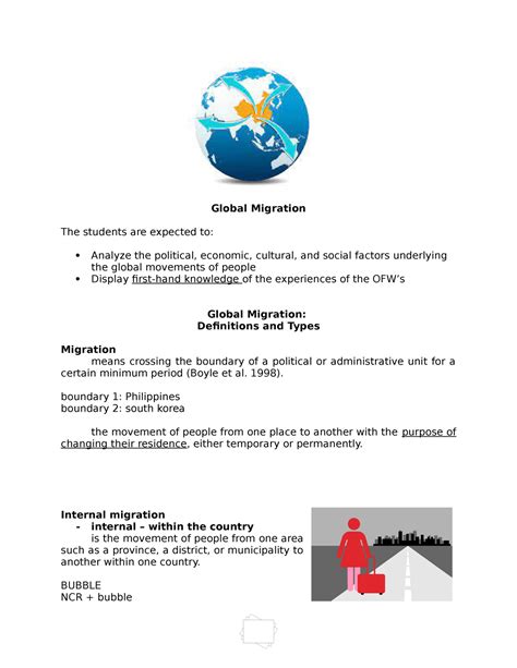 Module 12 - Global Migration - Global Migration The students are ...