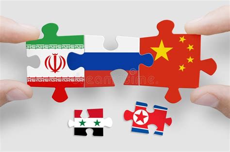 Puzzle Made from Flags of Iran,Russia, and China, Syria, North Korea. Stock Image - Image of ...