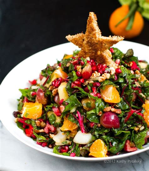 Christmas Tree Salad- Pomegranates, Pecans & Raw Chard. Healthy ...