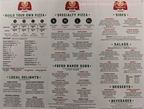 Menu at Marco's Pizza pizzeria, Hartselle