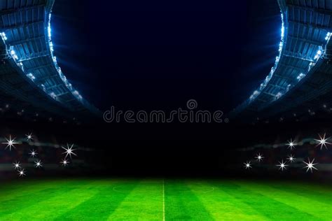 Stadium Lights Against Dark Night Sky Stock Photo - Image of evening ...