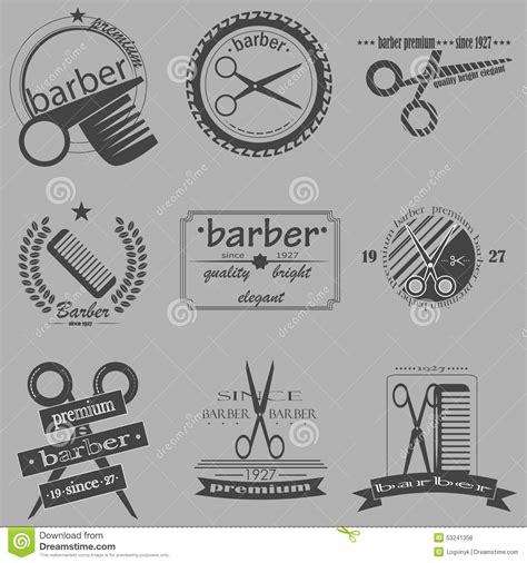 Set of Vintage Barber Shop Logo, Labels, Badges and Design Element. Stock Illustration ...