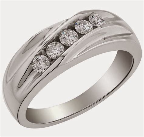 Fancy Silver Mens Wedding Rings UK 5 Diamond Design