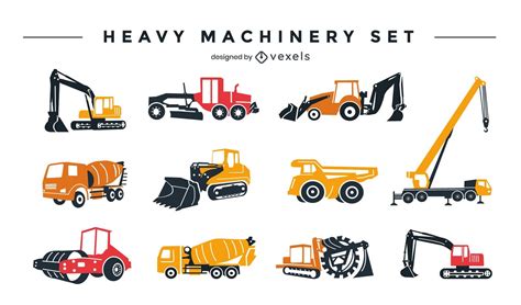 Heavy Machinery Design Set Vector Download