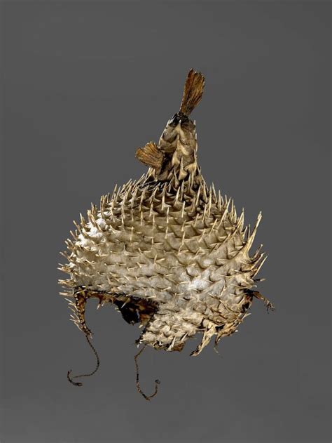 Tebarantauti, porcupine fish helmet from Kiribati, 19th century. The British Museum. The ...