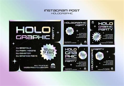 Free PSD | Flat design holographic template