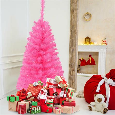 Costway 3 ft Premium Artificial Christmas Mini Tree Holiday Season Pink ...