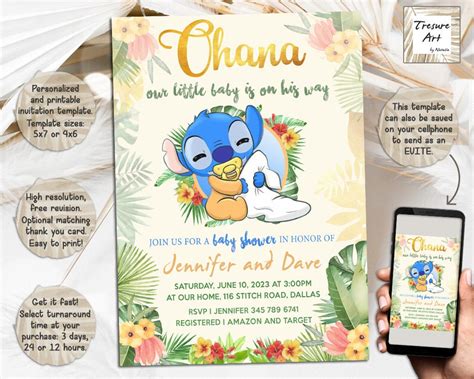 Stitch Baby Shower Invitation I Lilo & Stitch Baby Shower Invite I Stitch Personalized and ...