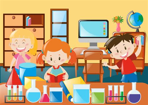 Kids learning in science classroom 370239 Vector Art at Vecteezy