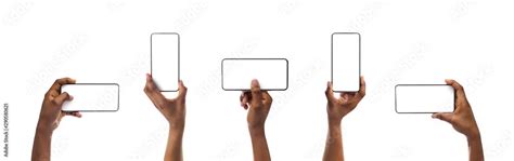 Set of black woman's hands holding smartphone with blank screen Stock Photo | Adobe Stock