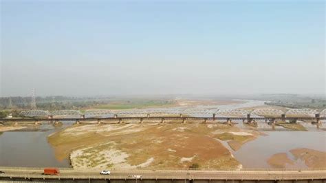 View of three bridges on the Satluj river in ludhiana, Punjab by ...