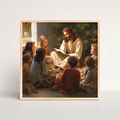 Jesus Teaching Children Christian Poster Picture Artwork - Etsy