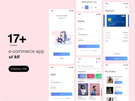 Free E-commerce App Ui Kit Template (PSD)