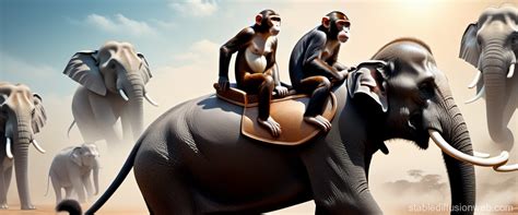 Realistic Image: Monkey Riding Elephant | Stable Diffusion Online