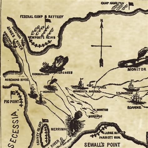 Monitor Vs Merrimac Civil War Map Print / 1862 New York Herald - Etsy