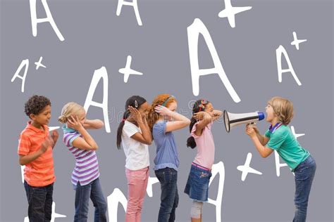 Composite Image Of Cute Pupil Shouting In Classroom Stock Photo - Image ...