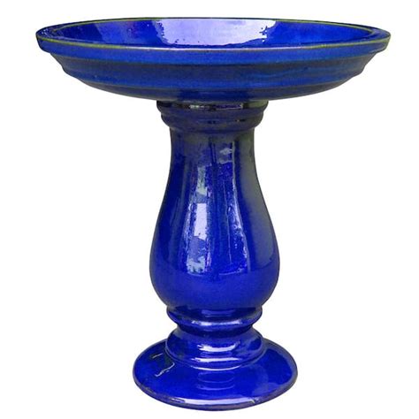 Southern Patio 20.5 in. Cobalt Blue London Ceramic Birdbath CRM-082248 ...