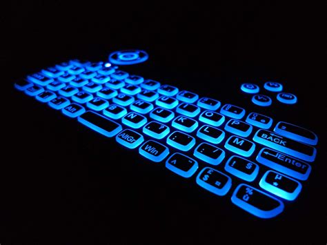Azerty Keyboard Blue Backlight Free Stock Photo - Public Domain Pictures