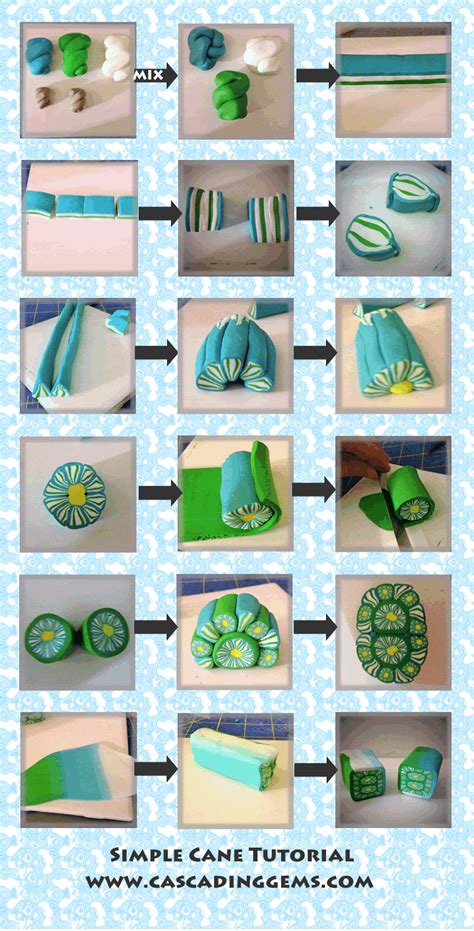 Cascading Gems: Polymer Clay Tutorial - Simple Floral Tiled Cane