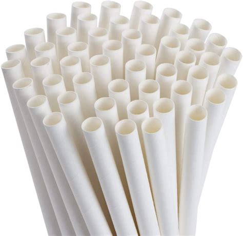 Go-Green 100pcs Paper Straws Colossal Disposable Eco-Friendly 12mm 10'' White Drinking Straw for ...